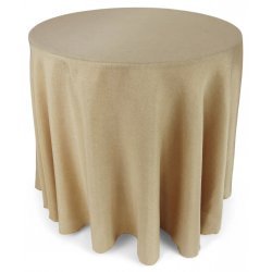 Burlap Polyester Faux Jute Tablecloth 108 Round Natural Brown