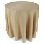 Burlap Polyester Faux Jute Tablecloth 120 Round Natural Brown