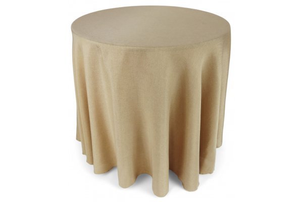 Burlap Polyester Faux Jute Tablecloth 120 Round Natural Brown