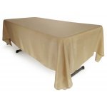 Burlap Polyester Faux Jute Tablecloth 60 x 102 Partial Drop Corner Natural Brown