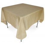 Burlap Polyester Faux Jute Tablecloth 60 x 60 Partial Drop Corner Natural Brown