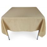 Burlap Polyester Faux Jute Tablecloth 60 x 60 Partial Drop Side Natural Brown