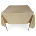 Burlap Polyester Faux Jute Tablecloth 72 x 72 Partial Drop Side Natural Brown