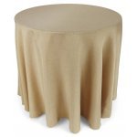 Burlap Polyester Faux Jute Tablecloth 72 Round Natural Brown
