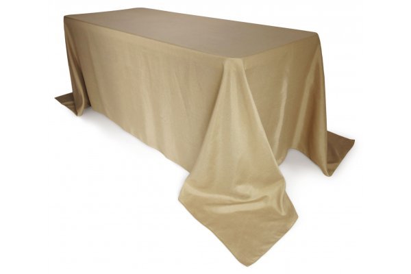 Burlap Polyester Faux Jute Tablecloth 90 x 132 Natural Brown