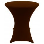 Spandex Cocktail Tablecloth Round 24 x 30 on Wood Table Brown