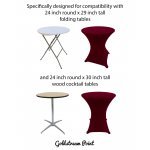 Spandex Cocktail Tablecloth Round 24 x 30 Compatible Tables Burgundy