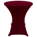 Spandex Cocktail Tablecloth Round 24 x 30 on Wood Table Burgundy