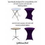 Spandex Cocktail Tablecloth Round 24 x 30 Compatible Tables Dark Purple