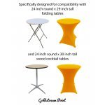 Spandex Cocktail Tablecloth Round 24 x 30 Compatible Tables Golden Yellow