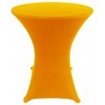 Spandex Cocktail Tablecloth Round 24 x 30 on Wood Table Golden Yellow