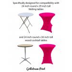 Spandex Cocktail Tablecloth Round 24 x 30 Compatible Tables Hot Pink