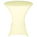 Spandex Cocktail Tablecloth Round 24 x 30 on Wood Table Ivory