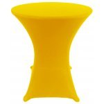 Spandex Cocktail Tablecloth Round 24 x 30 on Wood Table Lemon Yellow