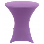 Spandex Cocktail Tablecloth Round 24 x 30 on Wood Table Light Purple