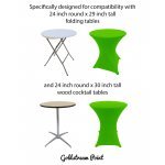 Spandex Cocktail Tablecloth Round 24 x 30 Compatible Tables Lime Green