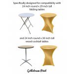 Spandex Cocktail Tablecloth Round 24 x 30 Compatible Tables Metallic Gold