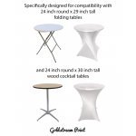 Spandex Cocktail Tablecloth Round 24 x 30 Compatible Tables Metallic Silver