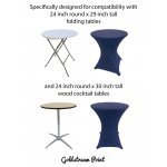 Spandex Cocktail Tablecloth Round 24 x 30 Compatible Tables Navy Blue