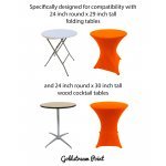 Spandex Cocktail Tablecloth Round 24 x 30 Compatible Tables Orange