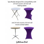 Spandex Cocktail Tablecloth Round 24 x 30 Compatible Tables Purple