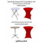 Spandex Cocktail Tablecloth Round 24 x 30 Compatible Tables Red