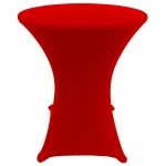 Spandex Cocktail Tablecloth Round 24 x 30 on Wood Table Red