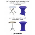 Spandex Cocktail Tablecloth Round 24 x 30 Compatible Tables Royal Blue
