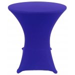 Spandex Cocktail Tablecloth Round 24 x 30 on Wood Table Royal Blue
