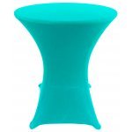 Spandex Cocktail Tablecloth Round 24 x 30 on Wood Table Turquoise