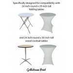 Spandex Cocktail Tablecloth Round 24 x 30 Compatible Tables White