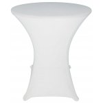 Spandex Cocktail Tablecloth Round 24 x 30 on Wood Table White