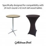 Spandex Cocktail Tablecloth Round 24 x 42 Compatible Tables Black