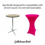 Spandex Cocktail Tablecloth Round 24 x 42 Compatible Tables Hot Pink