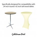 Spandex Cocktail Tablecloth Round 24 x 42 Compatible Tables Ivory