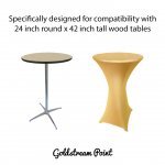 Spandex Cocktail Tablecloth Round 24 x 42 Compatible Tables Metallic Gold