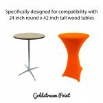 Spandex Cocktail Tablecloth Round 24 x 42 Compatible Tables Orange