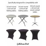 Spandex Cocktail Tablecloth Round 32 x 30 Compatible Tables Black