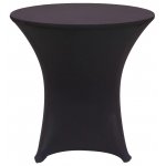Spandex Cocktail Tablecloth Round 32 x 30 on 30 x 30 Wood Table - Black