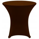 Spandex Cocktail Tablecloth Round 32 x 30 on 30 x 30 Wood Table - Brown