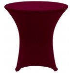 Spandex Cocktail Tablecloth Round 32 x 30 on 30 x 30 Wood Table - Burgundy