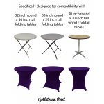 Spandex Cocktail Tablecloth Round 32 x 30 Compatible Tables Dark Purple
