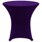 Spandex Cocktail Tablecloth Round 32 x 30 on 30 x 30 Wood Table - Dark Purple