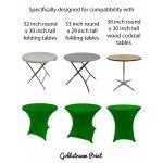 Spandex Cocktail Tablecloth Round 32 x 30 Compatible Tables Emerald Green