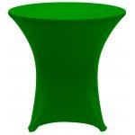 Spandex Cocktail Tablecloth Round 32 x 30 on 30 x 30 Wood Table - Emerald Green
