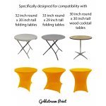 Spandex Cocktail Tablecloth Round 32 x 30 Compatible Tables Golden Yellow