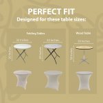 Spandex Cocktail Tablecloth 32 x 30 Round Fit Grey