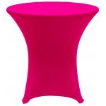 Spandex Cocktail Tablecloth Round 32 x 30 on 30 x 30 Wood Table - Hot Pink
