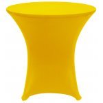 Spandex Cocktail Tablecloth Round 32 x 30 on 30 x 30 Wood Table - Lemon Yellow