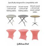 Spandex Cocktail Tablecloth Round 32 x 30 Compatible Tables Light Pink